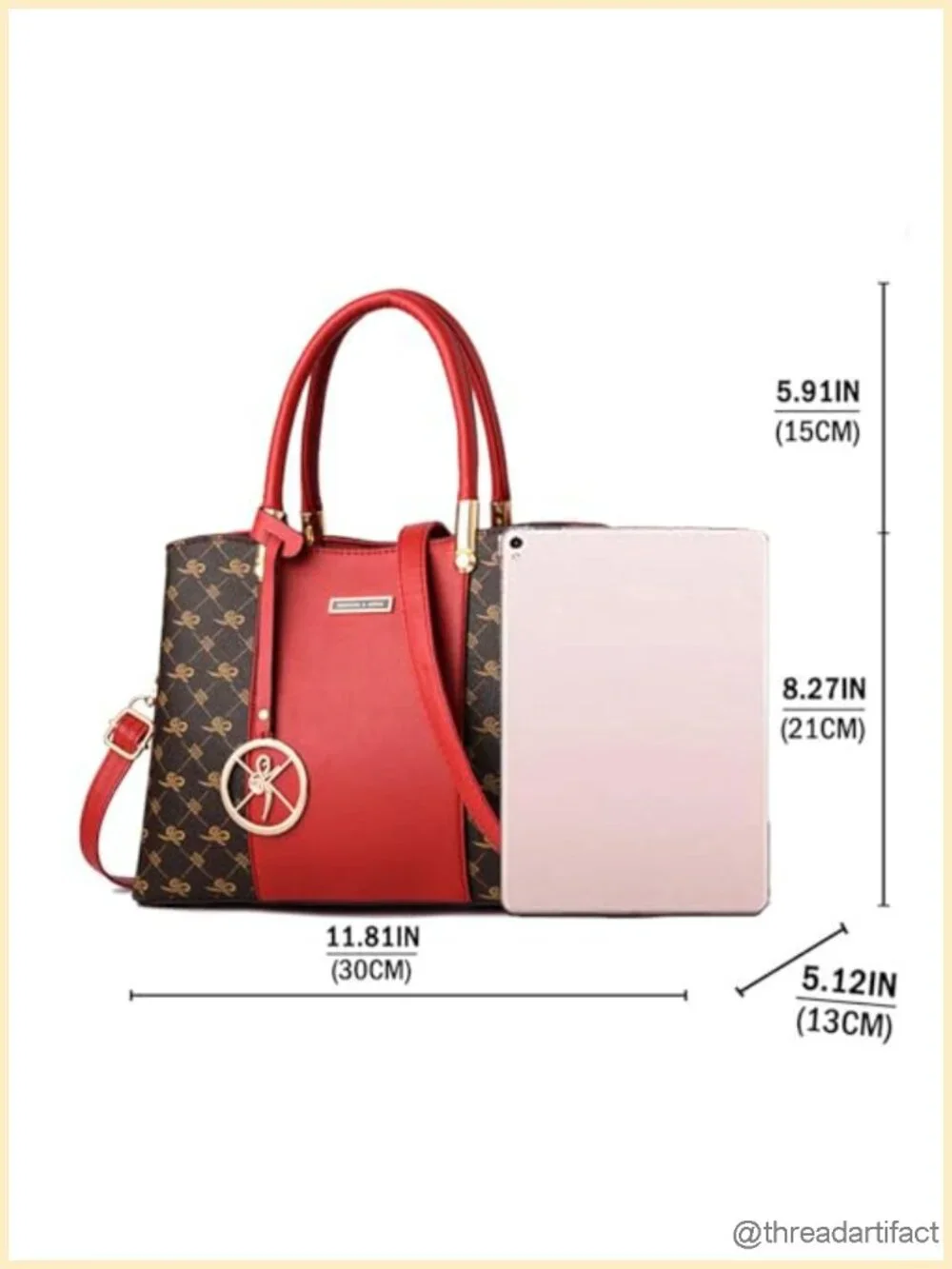 PU Leather Satchel Tote Shoulder Bag Crossbody Messenger 3 Compartments